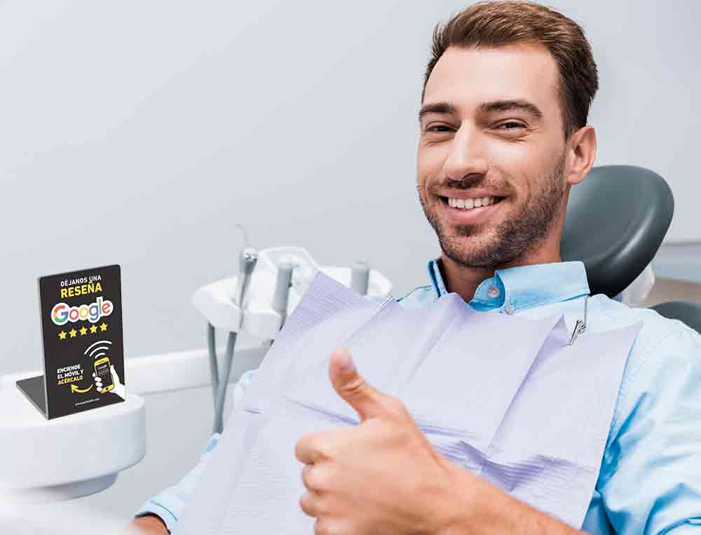soporte tap de pvc para poner reseñas de google en Barcelona, dentistas y clinicas dentales