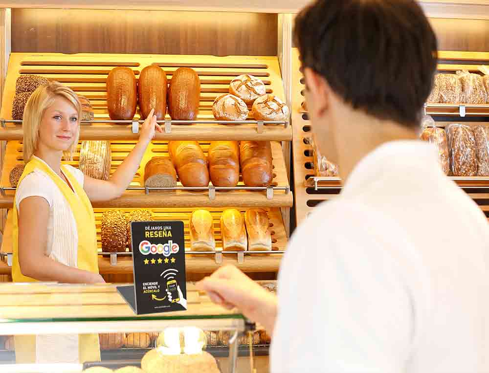soporte tap para poner reseñas de google para hoteles en Barcelona, panaderías y pastelerías